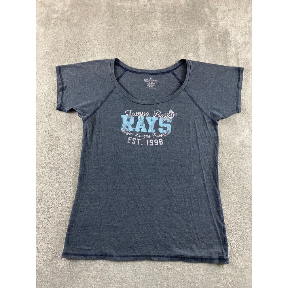 Soft As A Grape Tampa Bay Rays MLB Graphic T-Shirt Womens XXL Gray Scoop Neck